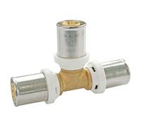 SOMATHERM FOR YOU - Lot de 10 Tés à Sertir pour Tube Multicouche Ø16 - Multisertissage TH/H/U - Corps Laiton CW617N - Douille Acier Inoxydable - Fenêtre de Contrôle