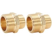 SOMATHERM FOR YOU, Mamelon laiton brut réduit double mâle 15/21-20/27, raccord durable pour eau chaude/froide, installation facile, compatible avec tous raccords filetés (Lot de 2)