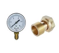 SOMATHERM FOR YOU - Manomètre à raccordement radial M8/13 - Pression maxi 10bar Gris & Raccord 2 pièces en laiton brossé pour compteur - Ecrou tournant 20/27 - Mâle 20/27