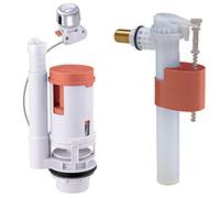 SOMATHERM FOR YOU - Mécanisme universel à câble pour WC à vidage double chasse 3/6 litres, gris & Robinet flotteur pour WC à alimentation latérale - Ajustable et résistant - Universel