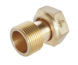 SOMATHERM FOR YOU, Raccord 2 pièces en laiton brossé pour compteur, écrou tournant 20/27, mâle 20/27, installation simplifiée, conforme pour réseau d'eau potable, étanchéité avec joint plat