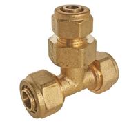 SOMATHERM FOR YOU, Raccord à compression té réduit PER Ø16-Ø12-Ø16, facile à installer, compatible avec tubes PER 12 et 16, pression max 10 bars, température de 5°C à 90°C