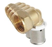 SOMATHERM FOR YOU, Raccord à sertir écrou tournant coudé 15/21 pour tube PER Ø16 - Installation rapide et fiable, acier inoxydable, compatible avec outils H, U, RF, pression max 10 bars (Lot de 4)