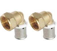SOMATHERM FOR YOU, Raccord à sertir écrou tournant coudé 20/27 pour tube PER Ø16 - Installation rapide et fiable, acier inoxydable, compatible avec outils H, U, RF, pression max 10 bars (Lot de 2)