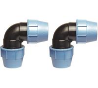 SOMATHERM FOR YOU, Raccord coudé égal en plastique pour tube PE Ø32 mm - Installation rapide et facile - Résistant à 16 bars - Température max : 80°C - Idéal pour irrigation et arrosage (Lot de 2)