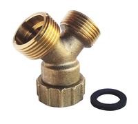SOMATHERM FOR YOU, Raccord de jonction en Y pour tuyau d'alimentation machine à laver - Ecrou tournant 3/4" - Double sortie Mâle 3/4" - Laiton brut - Installation facile et durable (joint non fourni)