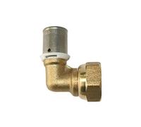 SOMATHERM FOR YOU, Raccord à sertir écrou tournant coudé 15/21 pour tube PER Ø16 - Installation rapide et fiable, acier inoxydable, compatible avec outils H, U, RF, pression max 10 bars