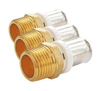 SOMATHERM FOR YOU, Raccord droit à sertir pour tube multicouche Ø16, mâle 20/27, acier inoxydable, double joints toriques, conforme NF 545, pour eau chaude/froide, 10 bars max (Lot de 3)