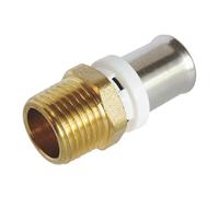 SOMATHERM FOR YOU, Raccord Droit Mâle à Sertir Ø16 M12/17 pour Tube Multicouche - Compatible avec Outillage U, H, TH - Acier Inoxydable, Laiton, Joints EPDM - Norme NF 545