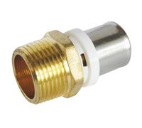 SOMATHERM FOR YOU, Raccord Droit Mâle à Sertir Ø20 - M20/27 pour Tube Multicouche, Compatible avec Profils U, H, TH - Norme NF 545 - Sécurisé avec Joints et Fenêtre de Contrôle