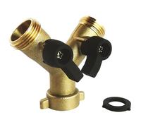 SOMATHERM FOR YOU, Raccord laiton 2 voies en Y avec vannes 1/4 tour MF 20/27 pour alimentation de 2 appareils sanitaires, robuste et compatible avec lave-linge et lave-vaisselle