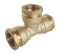 SOMATHERM FOR YOU, Raccord laiton Té égal pour tube PE Ø20 mm - Triple raccordement à 90° - Pression max 20 bars - Température -10°C à +80°C - Étanchéité optimale - Garantie 5 ans