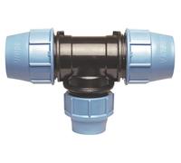 SOMATHERM FOR YOU, Raccord plastique Té réduit pour tube PE Ø25-20-25 mm, facile à connecter, haute résistance, étanchéité par joint nitrile, pression 16 bars, température max 80°C
