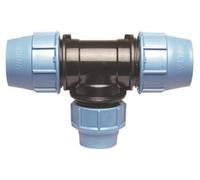 SOMATHERM FOR YOU, Raccord plastique Té réduit pour tube PE Ø32-25-32 mm, facile à installer, haute résistance, étanchéité par joint nitrile, pression 16 bars, norme ACS, idéal irrigation