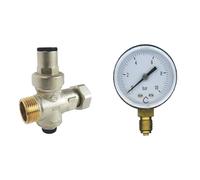 SOMATHERM FOR YOU - Réducteur de pression à piston - Ecrou tournant -Mâle 20/27 - Prise manomètre sur le dessous & Manomètre à raccordement radial M8/13 - Pression maxi 10bar Gris