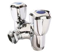 Somatherm Robinet double machine à laver – Entrée mâle 1/2" – Sorties mâles 3/4" – Laiton chromé