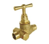 SOMATHERM FOR YOU, Robinet d'arrêt à potence à purge à souder pour tube cuivre 16mm, en laiton brut, durable et fiable - Equipé d'un seul bouchon en 1/4'' (8/13) - Livré sans purgeur