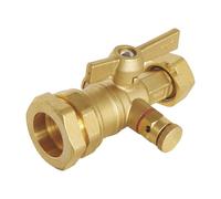 SOMATHERM FOR YOU, Robinet d'arrêt à purge droit en laiton pour compteur, entrée tube PE Ø32mm, sortie écrou tournant 3/4", manette papillon, double joint torique, norme ACS