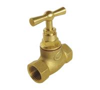 SOMATHERM FOR YOU, Robinet d'arrêt à visser double Femelle FF20/27 en laiton brut, tête à potence remplaçable, compatible plomberie, pour eau chaude et froide, température max 80°C