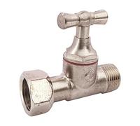 SOMATHERM FOR YOU, Robinet d'arrêt droit 3/8" pour WC - Tête à clapet en laiton nickelé - Compact et fiable - Écrou tournant 3/8" - Joint EPDM inclus - Étanchéité optimale