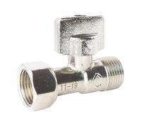 SOMATHERM FOR YOU, Robinet d'arrêt droit pour WC - Entrée Mâle 3/8", Sortie Ecrou tournant 3/8" - Poignée 1/4 de tour - Corps en laiton nickelé - Joint EPDM inclus - Fiable et design