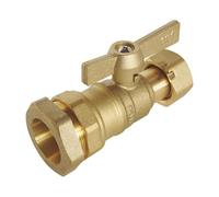 SOMATHERM FOR YOU, Robinet d'arrêt en laiton pour compteur, entrée PE Ø32 mm, sortie écrou tournant 1", manette papillon, double joint torique, norme ACS, étanchéité optimale