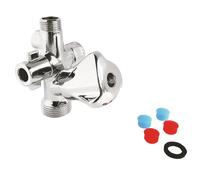 SOMATHERM FOR YOU, Robinet d'arrêt multifonction compact F3/8" avec sorties M3/8", F1/4" et M3/4" - Corps en laiton chromé, vanne 1/4 de tour, idéal pour espaces réduits Norme ACS