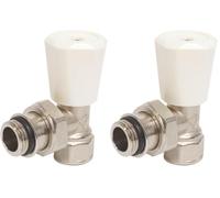 SOMATHERM FOR YOU, Robinet de radiateur équerre 3/8" nickelé, simple réglage, tête manuelle pour température ambiante, étanchéité optimale, installation murale ou au sol, 100°C max (Lot de 2)