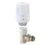SOMATHERM FOR YOU Robinet thermostatique T302 équerre 3/4 en Laiton Blanc | Réglez précisément votre confort grâce à cette tête thermostatique ergonomique et antigel.