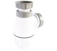 SOMATHERM FOR YOU, Siphon de lavabo réglable en plastique blanc avec joint intégré, hauteur ajustable de 45 à 99 mm, sortie pour tube de 32 mm, garde d'eau 50 mm, débit 51 l/min