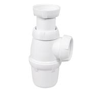 SOMATHERM FOR YOU, Siphon d'évier réglable en hauteur 45-90mm, plastique blanc, évacuation Ø40mm, débit 60L/min, joint intégré, fixation écrou 40/49, garde d'eau 50mm