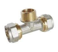 SOMATHERM FOR YOU, Té à visser pour tube multicouche Ø16 Mâle 15/21 - Raccordement facile sans outil, étanchéité par joints toriques, pression max 10 bars, température 5°C à 90°C