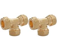 SOMATHERM FOR YOU, Té égal à compression en laiton pour tube cuivre Ø14 - Raccordement plomberie durable - Compatible avec tous tubes cuivre - Idéal pour eau chaude/froide (Lot de 2)