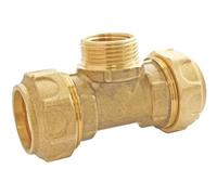 SOMATHERM FOR YOU, Té laiton Mâle au centre pour tube PE Ø32, Mâle 26/34, serrage extérieur, joint torique EPDM, étanchéité optimale, usage eau potable, pression 20 bars, température +5°C à 80°C