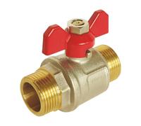 SOMATHERM FOR YOU - Vanne à sphère - double Mâle 15/21 - Manette papillon - Débit d'eau optimal avec le passage intégral - Etanchéité par joints toriques