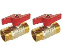 SOMATHERM FOR YOU, Vanne à sphère Double Mâle 3/4" - Manette papillon - PN 16 - Étanchéité par double joints toriques - Corps en laiton CW617N - Résistante à 90°C - Garantie 3 ans (Lot de 2)