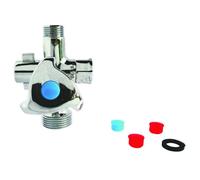 SOMATHERM FOR YOU, Robinet d'arrêt multifonction compact F3/8" avec sorties M3/8", F1/4" et M3/4" - Corps en laiton chromé, vanne 1/4 de tour, idéal pour espaces réduits Norme ACS