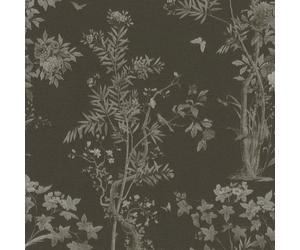 Sombre Papier Mir Délicat Feuilles, Fleurs Et Connexes - Noir,
