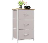 Somdot Commode de Rangement à 3 Tiroirs en Tissu, Gris Cendré | Meuble de Rangement Chambre 30P x 42l x 71,5H, Cadre en Acier Robuste, Dessus Étanche, Glissières Fluides, Pieds Réglables