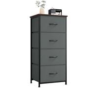 Somdot Commode de Rangement à 4 Tiroirs en Tissu, Gris Charbon | Meuble de Rangement Chambre 30P x 42l x 93H, Cadre en Acier Robuste, Dessus Étanche, Glissières Fluides, Pieds Réglables