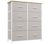 Somdot Commode en Tissu avec 8 Tiroirs pour Chambre Entrée, Gris Cendré | Commode Chambre Adulte, Cadre en Acier, Dessus Étanche, Rangement de Vêtements pour Salon et Couloir, 30P x 80l x 93H