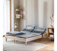 Someo - Ensemble Matelas Relaxation 100% Latex, sommier et Pieds Crépuscule 600 80x200 en Hêtre Massif - Bois Naturel