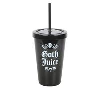 Something Different Wholesale Gobelet gothique avec paille - Verre en matière foncée - Cadeaux gothiques uniques - Design blanc audacieux sur fond noir élégant - 500 ml