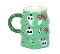 Something Different Wholesale Tasse effrayante en forme de sapin de Noël - Boisson effrayante de 500 ml avec crânes et cannes à sucre, tasse festive alternative pour boissons chaudes, touche gothique