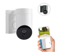 SOMFY 1875319 - Outdoor Camera blanche - Caméra de surveillance extérieure wifi - Stickers alarme - 1080p Full HD - Sirène 110 dB -