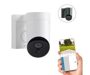 SOMFY 1875319 - Outdoor Camera blanche - Caméra de surveillance extérieure wifi - Stickers alarme - 1080p Full HD - Sirène 110 dB -