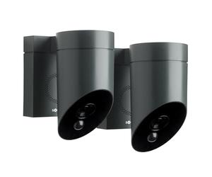 somfy 1875341 - Pack de 2 Outdoor Camera 2 Grises, Caméras avec détection de Mouvement Intelligente, Sirène intégrée de 110 DB, Branchement Possible sur Un luminaire existant, Images Full HD 1080p