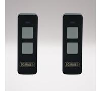 Sommer Pearl Twin - Télécommande portail/garage - 2 canaux - Fréquence 868 MHz - Codage AES - Réf. S10019-0000 + 1 Porte-clés DOMOBIP (Noir et Gris - Lot de 2)