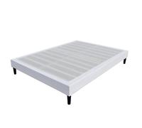 Sommier 120x190 cm Tapissier déhoussable housse lavable Blanc + Pieds en 20 cm 2 x 13 Lattes - opale- revetement Tissu PVC