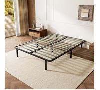 Sommier 140x200 cm avec Pieds Inclus,Cadre de lit Robuste en métal et Bois,DEWINNER,2x14 Lattes en peuplier,Renfort Adaptable